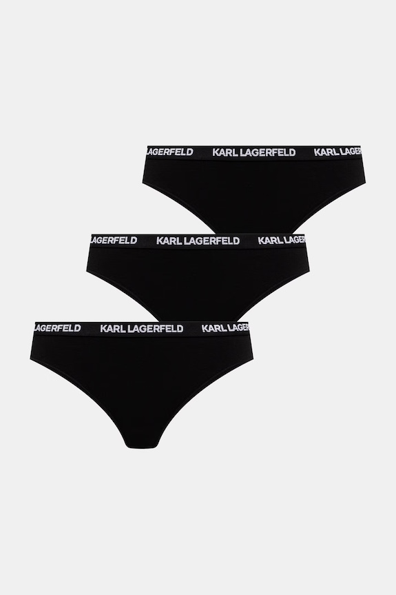 Karl Lagerfeld tanga de damă cu bumbac pachet de 3 negru B1W47031