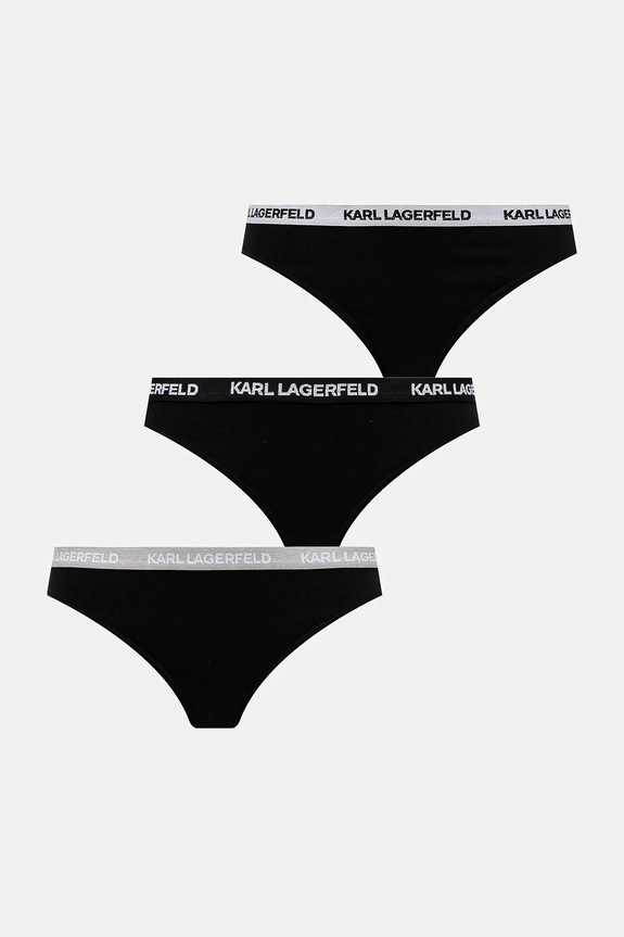 Karl Lagerfeld tangá dámske s bavlnou 3-pak tangá čierna B1W47031