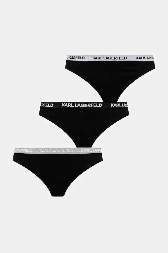 Karl Lagerfeld tangá dámske s bavlnou 3-pak tangá čierna B1W47031