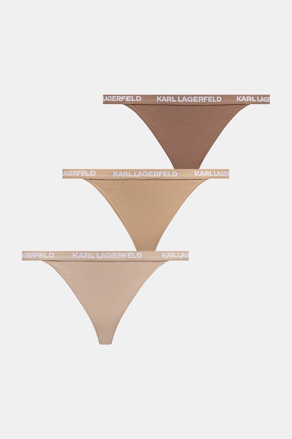 Karl Lagerfeld figi damskie bawełniane z elastanem 3-pack beżowy B1W47032