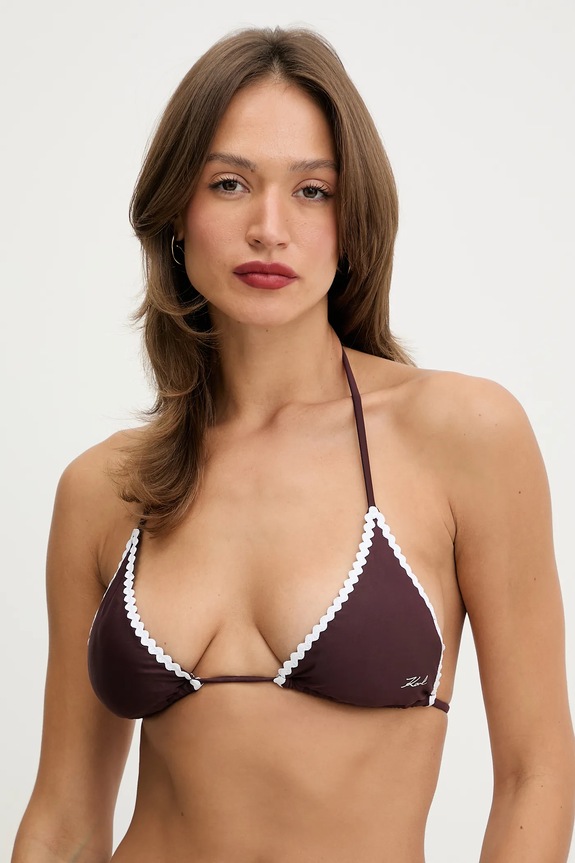 Plavková podprsenka Karl Lagerfeld SIGNATURE SCALLOP měkké hnědá B1W46019