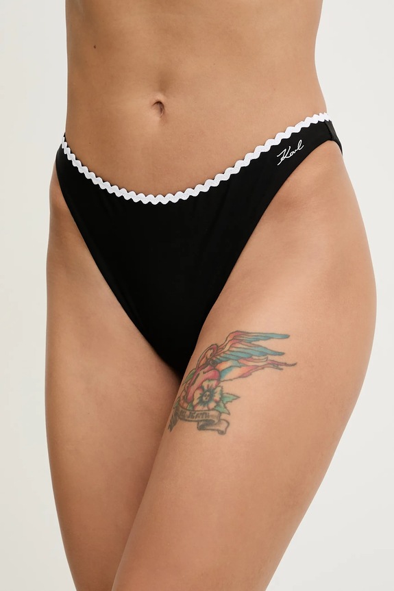 Plavkové kalhotky Karl Lagerfeld SIGNATURE SCALLOP spodní černá B1W46020