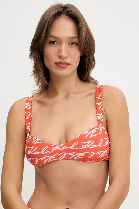 Karl Lagerfeld sutien de baie KARL SIGNATURE cu balene portocaliu B1W46058