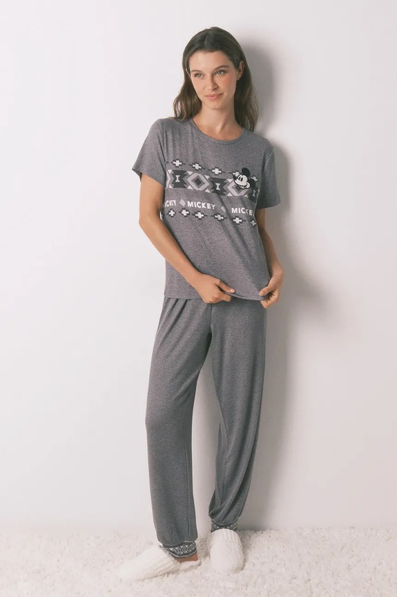 Πιτζάμα women'secret MICKEY πλεκτό ύφασμα γκρί 3132168