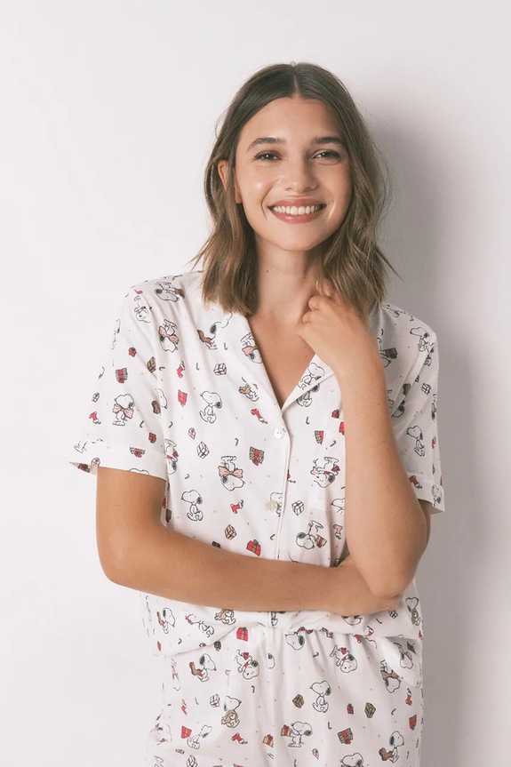 Oblečení Bavlněné pyžamo women'secret SNOOPY 3132214 béžová