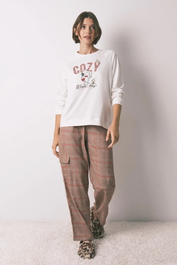 women'secret piżama bawełniana SNOOPY nadruk beżowy 3132215