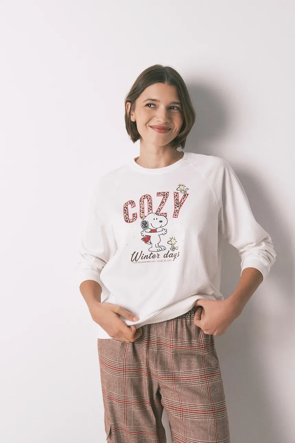 Odzież women'secret piżama bawełniana SNOOPY 3132215 beżowy