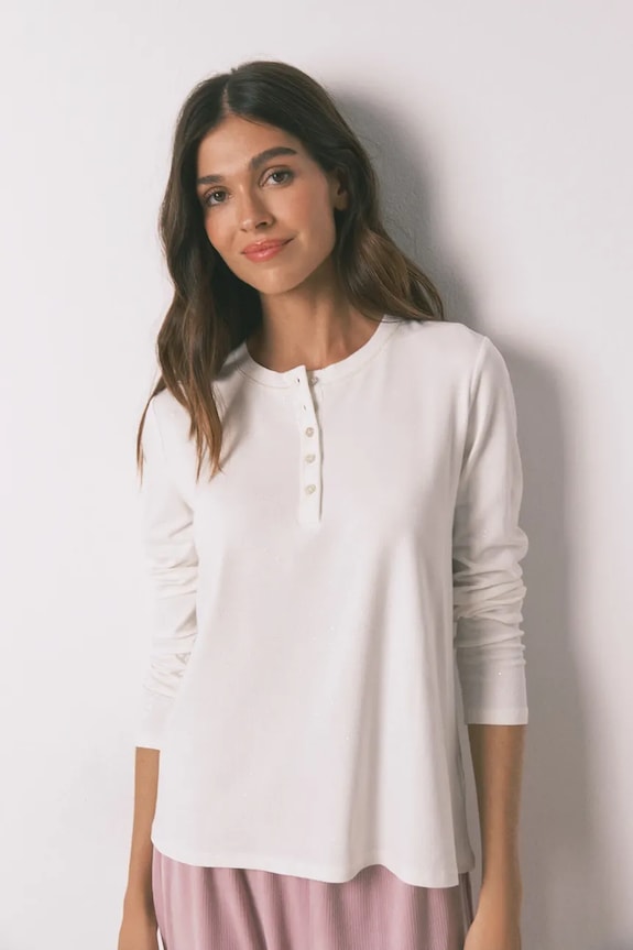 Majica dugih rukava za spavanje women'secret bez uzorka bež 3272328