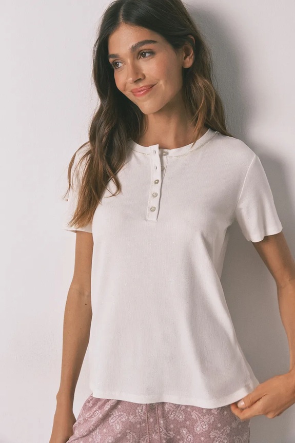 women'secret t-shirt piżamowy dzianina beżowy 3272330