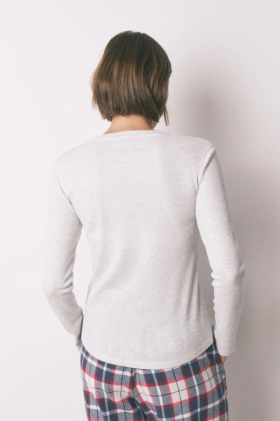 Pyžamové tričko s dlouhým rukávem women'secret 3272334 šedá SS26