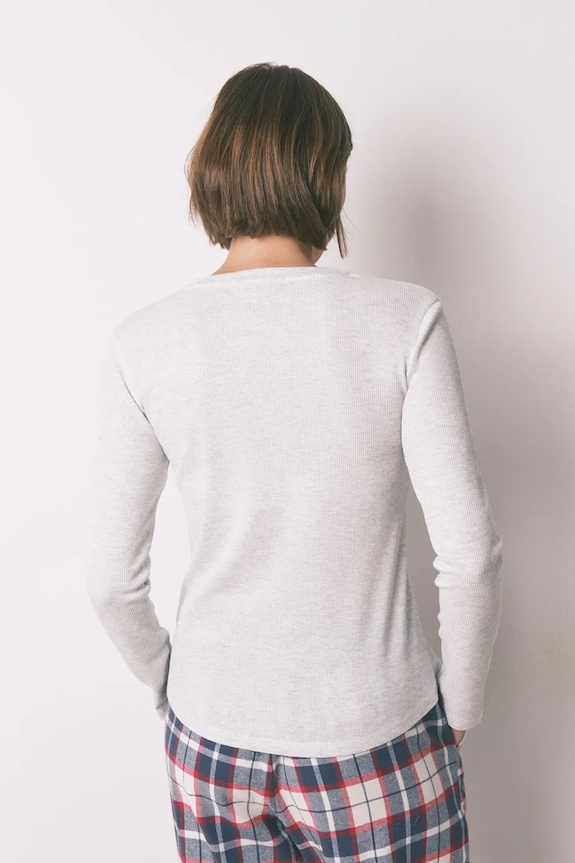 Pyžamové tričko s dlouhým rukávem women'secret 3272334 šedá SS26
