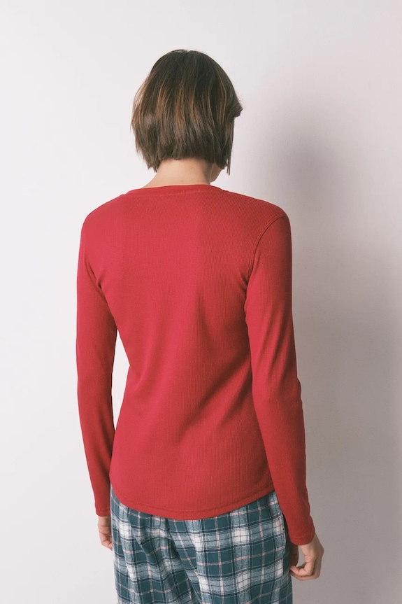 Pyžamové tričko s dlouhým rukávem women'secret 3272335 červená SS26