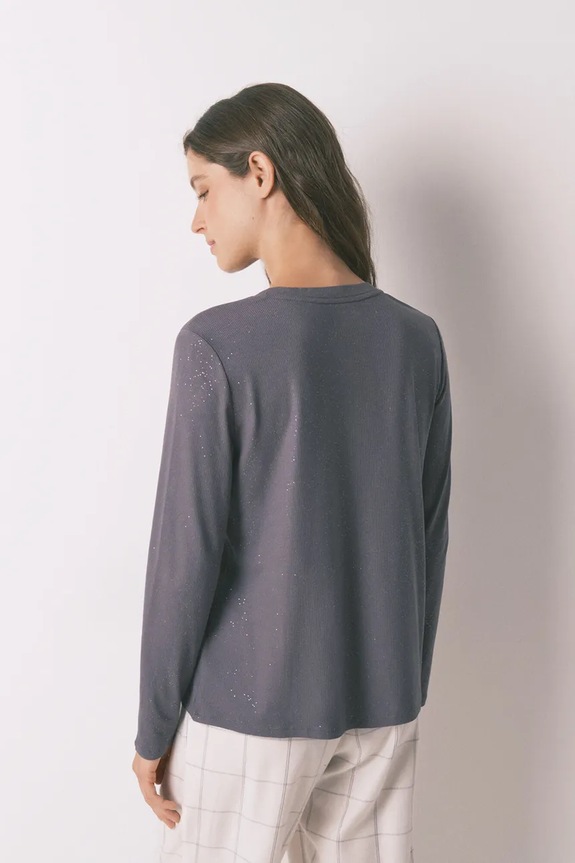 Pyžamové tričko s dlouhým rukávem women'secret 3272338 šedá SS26