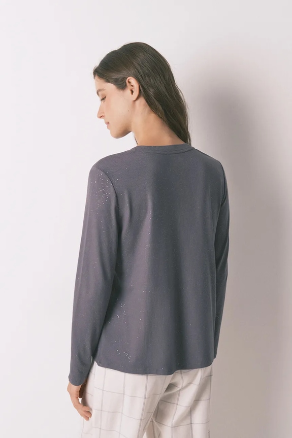 Pyžamové tričko s dlouhým rukávem women'secret 3272338 šedá SS26