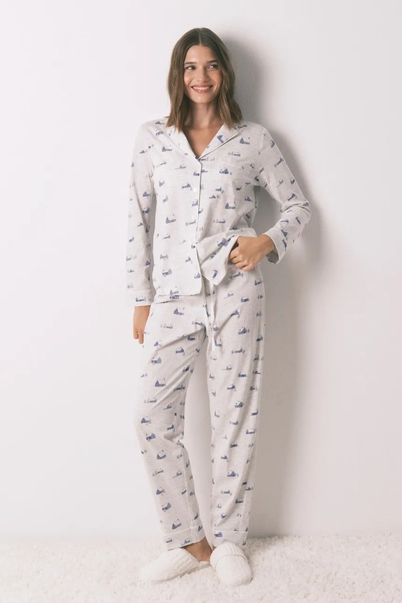 Pyžamová souprava s bavlnou women'secret sada šedá 3592441