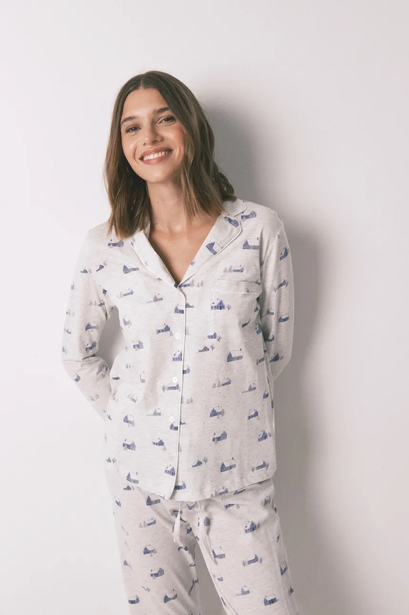 Oblečení Pyžamová souprava s bavlnou women'secret 3592441 šedá