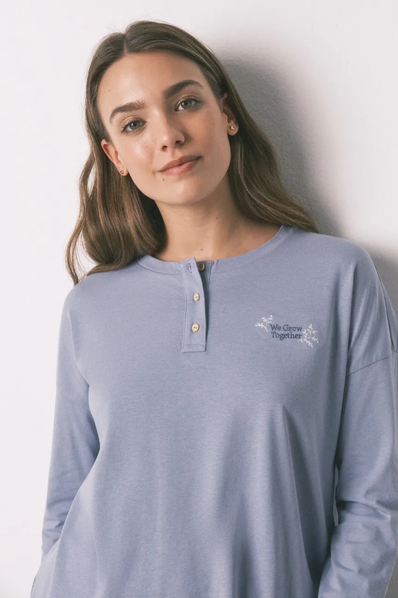 women'secret komplet piżamowy bawełniany niebieski 3592478