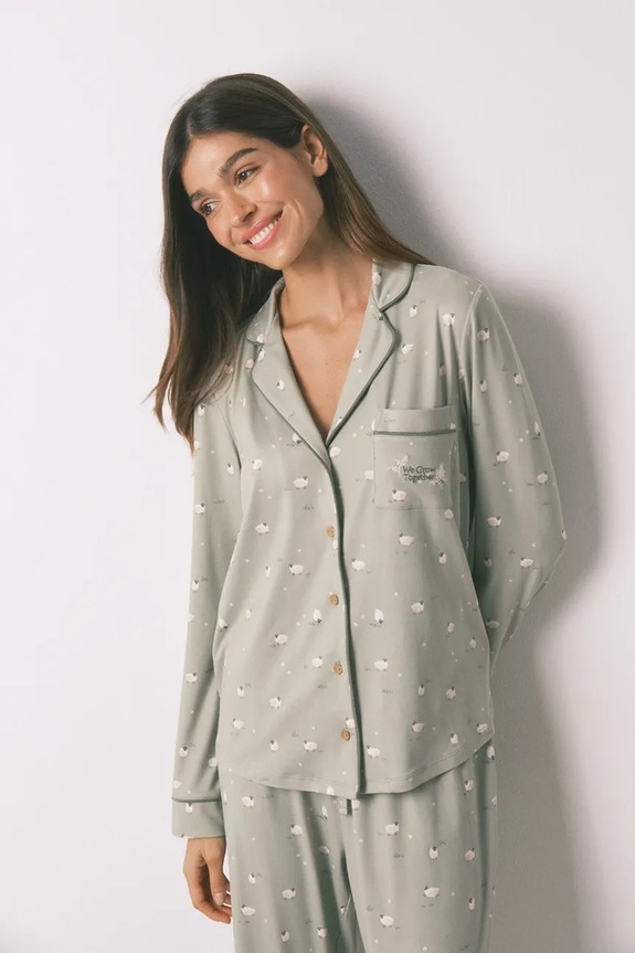 Дрехи Комплект пижама women'secret 3592480 зелен
