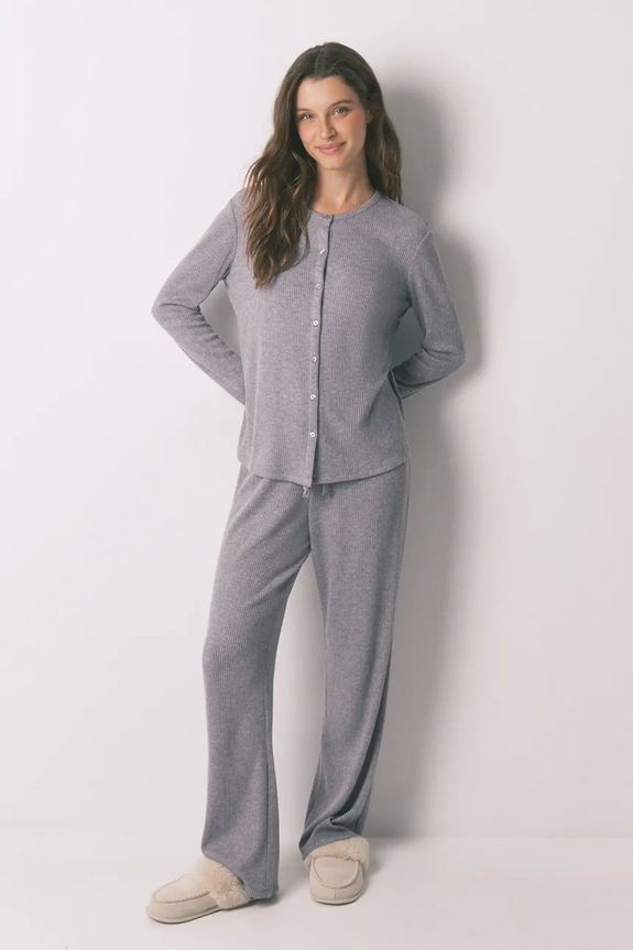 women'secret komplet piżamowy dzianina szary 3792065