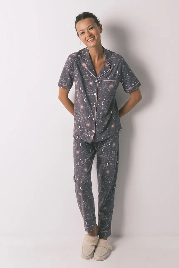 women'secret pijamale din bumbac set gri 3792069