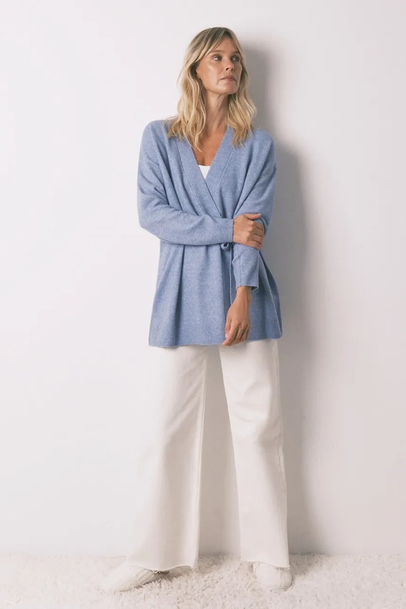 Îmbrăcăminte women'secret halat de baie din amestec de lână 4682703 albastru