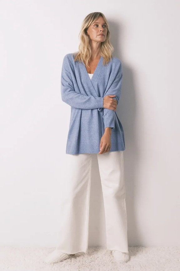 Îmbrăcăminte women'secret halat de baie din amestec de lână 4682703 albastru