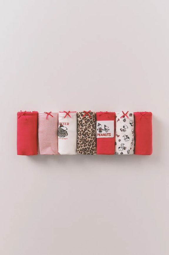 women'secret figi SNOOPY 7-pack wzorzyste bordowy 4932690