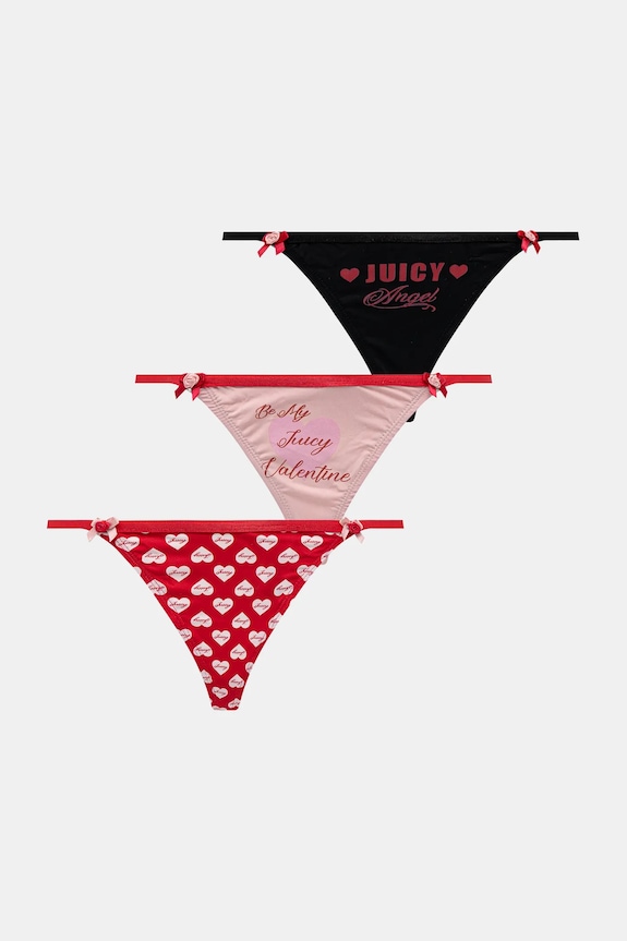 Tangá Juicy Couture Be My Juicy Valentine 3-pak tangá červená JCTTH126953