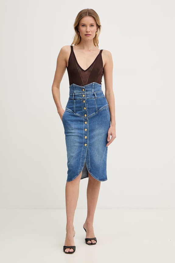 Elisabetta Franchi body damskie z wiskozy BK80W61E2 brązowy SS26