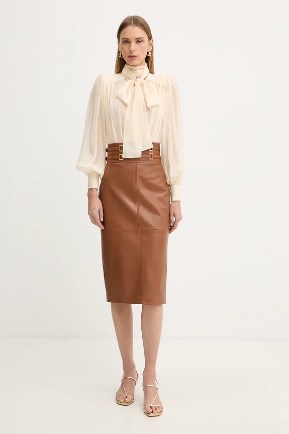 Μεταξωτό κορμάκι Elisabetta Franchi CB00661E2 μπεζ SS26