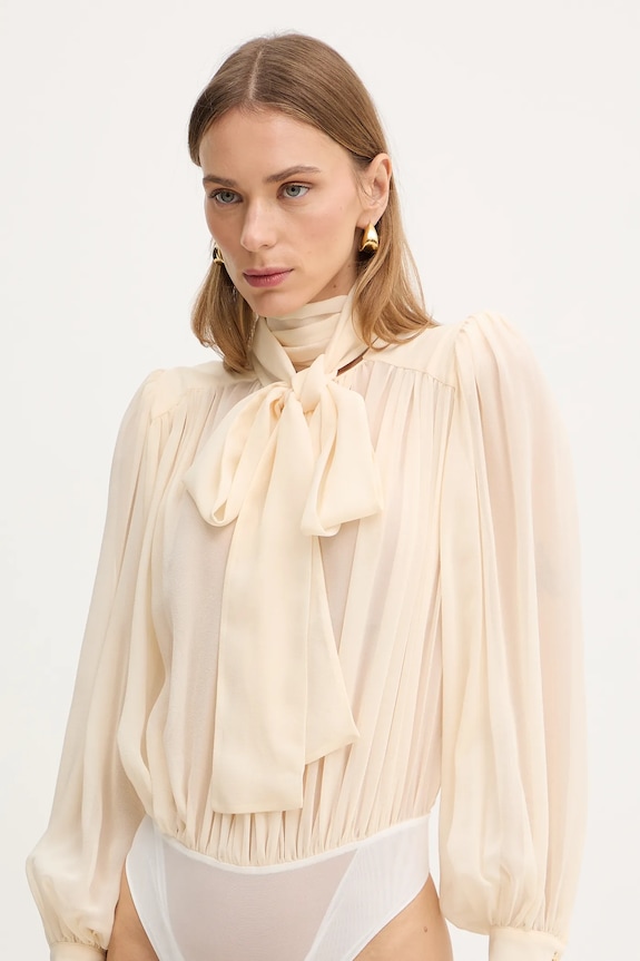 Μεταξωτό κορμάκι Elisabetta Franchi μπεζ CB00661E2