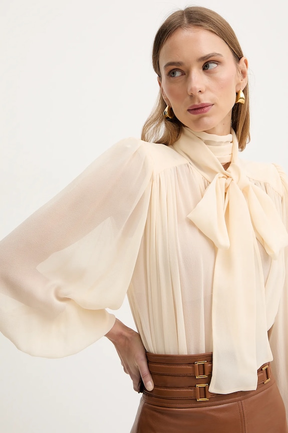 Μεταξωτό κορμάκι Elisabetta Franchi CB00661E2 μπεζ