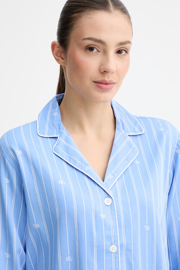 Lauren Ralph Lauren piżama dwuczęściowa damska bawełniana niebieski ILN12490