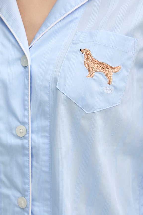 Lauren Ralph Lauren dvojdielne pyžamo dámske bavlnené ILN12507 modrá