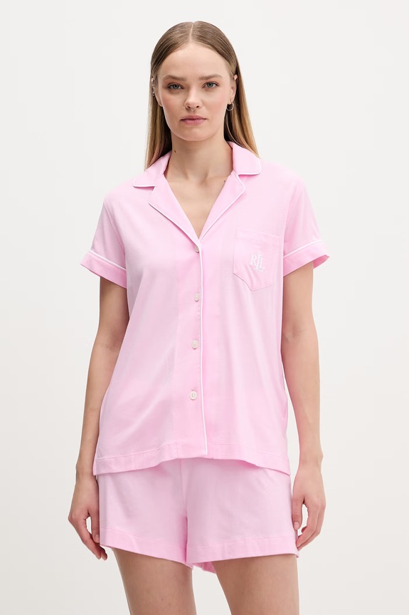 Lauren Ralph Lauren pyžamo dámske s bavlnou ružová ILN12509