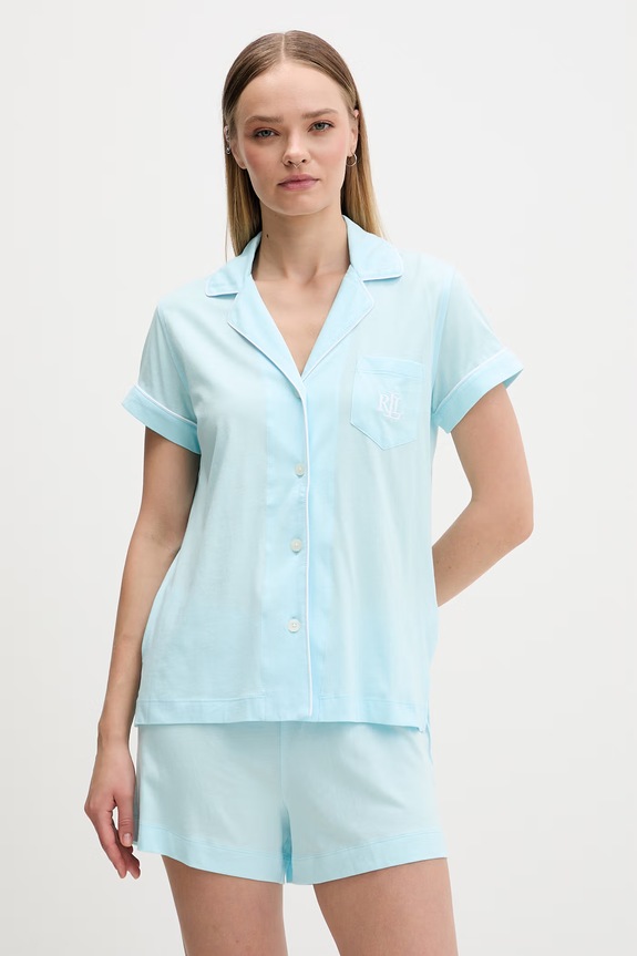 Lauren Ralph Lauren pyžamo dámske s bavlnou modrá ILN12509