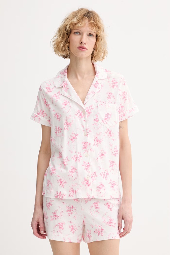 Lauren Ralph Lauren dvojdielne pyžamo dámske s viskózou biela ILN12519