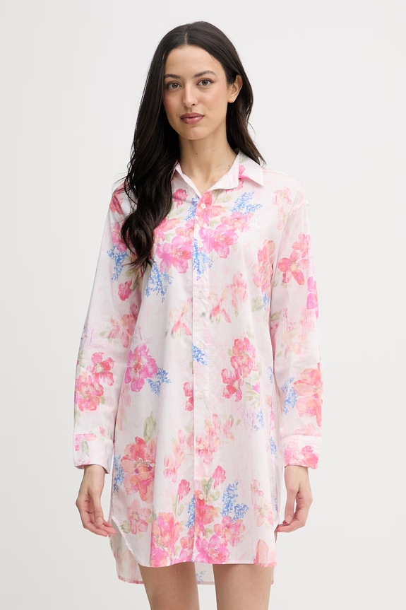 Lauren Ralph Lauren nočná košieľka dámska s viskózou ružová ILN32506