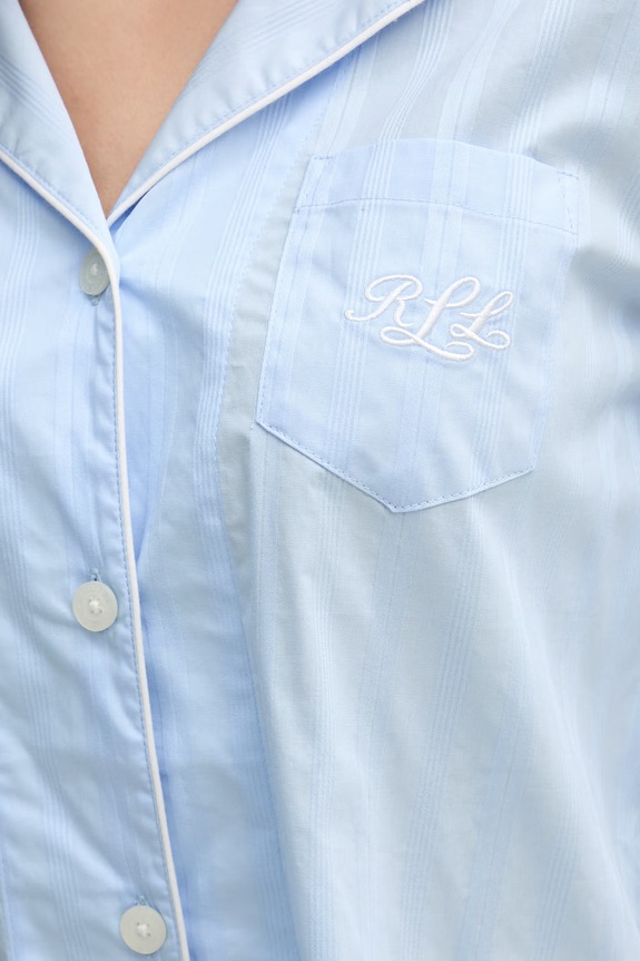 Lauren Ralph Lauren nočná košieľka dámska bavlnená modrá ILN32507