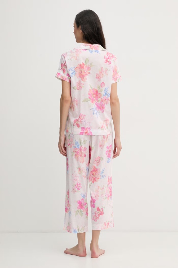 Lauren Ralph Lauren pijama din două piese pentru femei, cu bumbac ILN72506 roz SS26