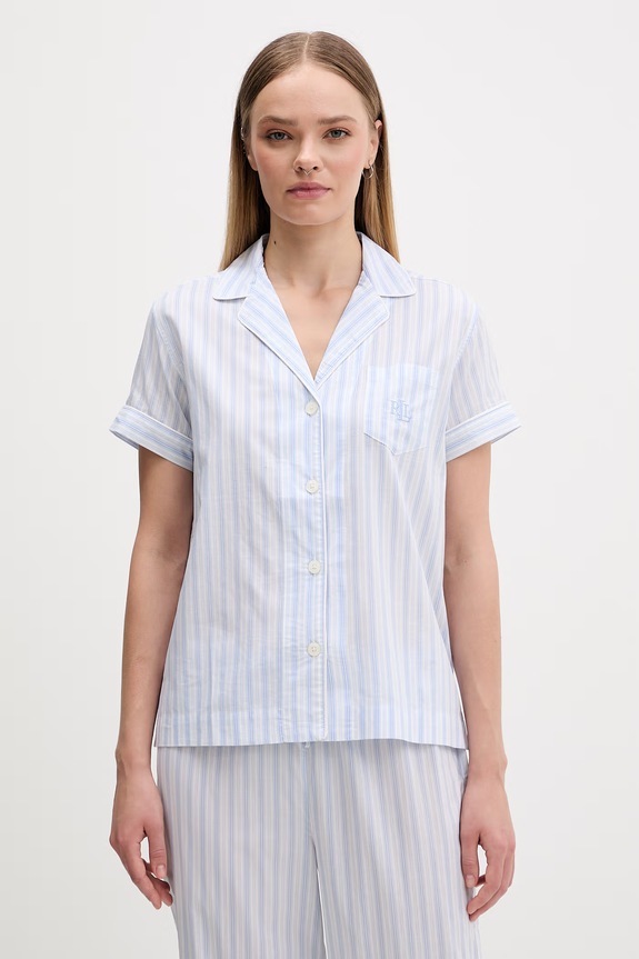 Lauren Ralph Lauren pijama din două piese pentru femei, cu bumbac ILN72512 albastru SS26