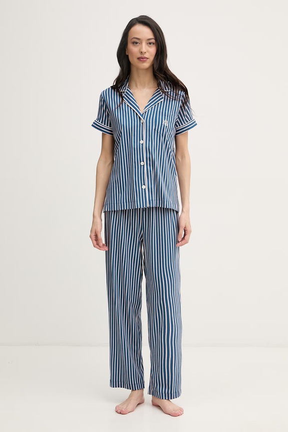 Lauren Ralph Lauren dvojdielne pyžamo dámske bavlnené tmavomodrá ILN72519