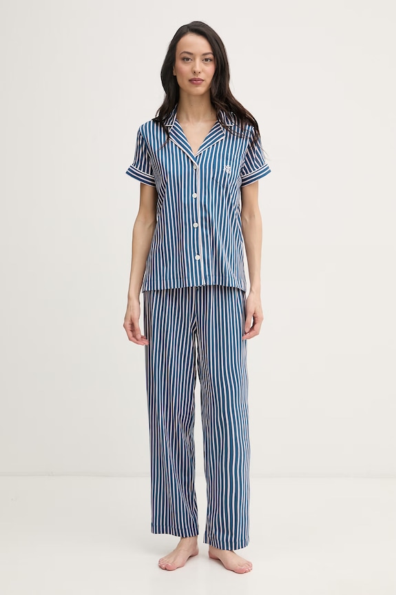 Lauren Ralph Lauren dvojdielne pyžamo dámske bavlnené tmavomodrá ILN72519