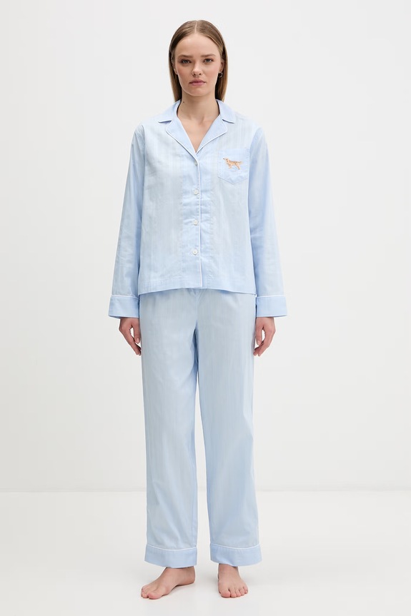 Lauren Ralph Lauren pyžamo dámske bavlnené modrá ILN92507