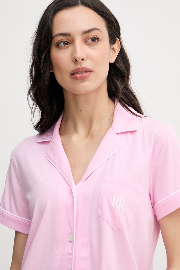 Oblečenie Lauren Ralph Lauren dvojdielne pyžamo dámske s bavlnou ILN92509 ružová