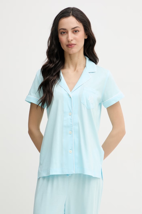 Oblečenie Lauren Ralph Lauren dvojdielne pyžamo dámske s bavlnou ILN92509 modrá