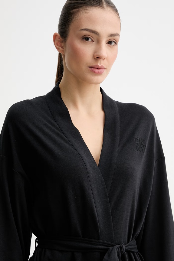 DKNY szlafrok damski bawełniany czarny YI10100