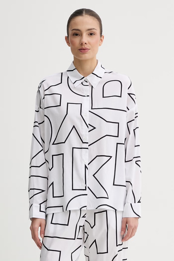 DKNY piżama dwuczęściowa damska bawełniana YI90100 biały SS26