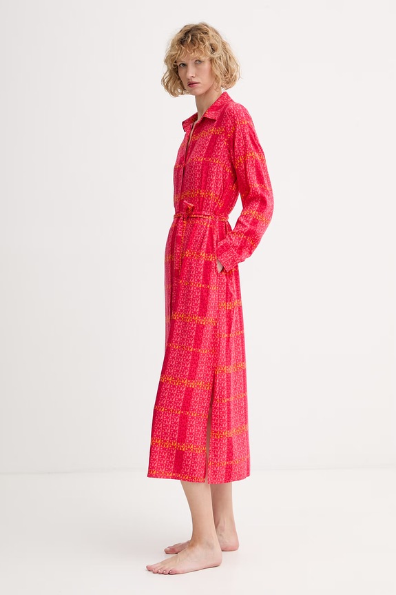 DKNY nočná košieľka dámska z viskózy YI00113 ružová SS26