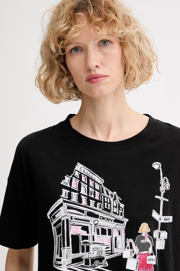 DKNY piżama damska z bawełną czarny YI50108